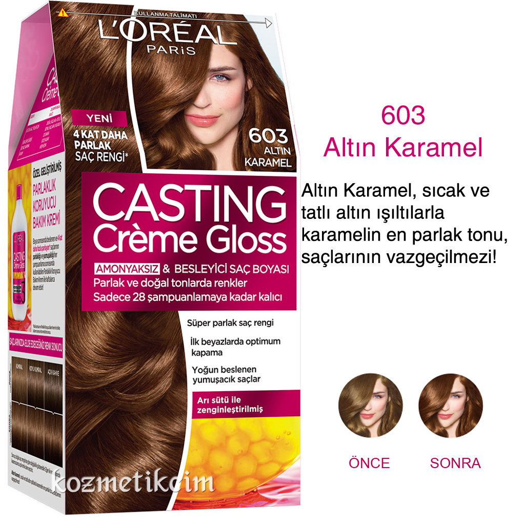 L'Oréal Casting Créme Gloss Amonyaksız ve Besleyici Saç Boyası 603 Altın Karamel